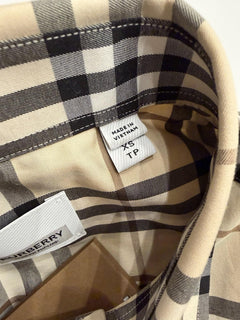 Burberry Shefford Modern Beige IP Check Short Sleeve Shirt XS 8105453 NWT $610