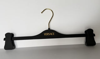 VERSACE Gray Plustic Clip Pants Hangers with Gold Hardware 14.5"
