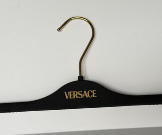 VERSACE Gray Plustic Clip Pants Hangers with Gold Hardware 14.5"