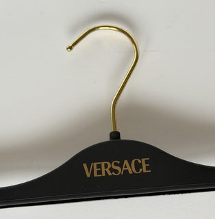 VERSACE Gray Plustic Clip Pants Hangers with Gold Hardware 14.5"