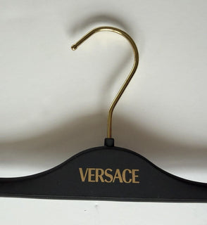 VERSACE Gray Plustic Clip Pants Hangers with Gold Hardware 14.5"
