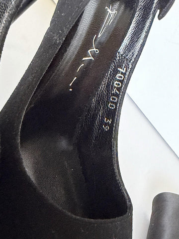 Giuseppe Zanotti Black Suede Open Toe Stiletto Heels Shoes Size 9 US IT 700400