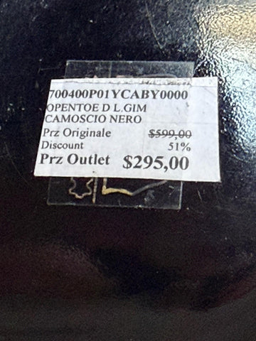 Giuseppe Zanotti Black Suede Open Toe Stiletto Heels Shoes Size 9 US IT 700400