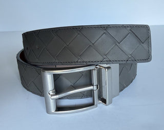 Bottega Veneta Intrecciato Reversible Gray/Red Belt 36/90 611394 Italy NWT $790