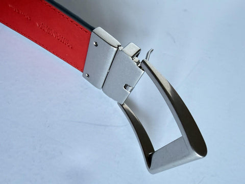 Bottega Veneta Intrecciato Reversible Gray/Red Belt 36/90 611394 Italy NWT $790