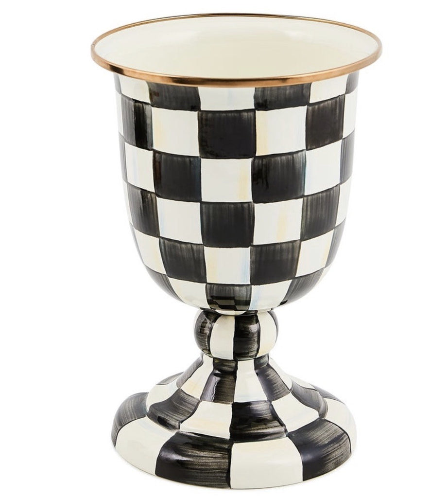 MacKenzie-Childs Courtly Check Large 12" Tall Pedestal Vase New No Box