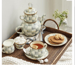 MacKenzie-Childs  Sterling Check High Tea Set New