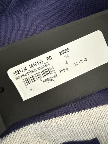 Versace Greca Knit Cotton Sweater Blue 50 Euro (Large) 1021724 NWT $1125