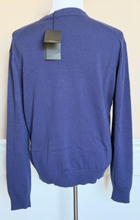 Versace Greca Knit Cotton Sweater Blue 50 Euro (Large) 1021724 NWT $1125