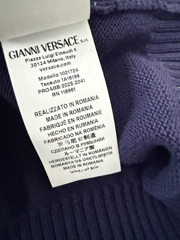 Versace Greca Knit Cotton Sweater Blue 50 Euro (Large) 1021724 NWT $1125