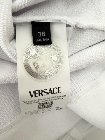 Versace Logo White Cotton Crop Sweatshirt 2 US (38 Euro) 1019251 NWT