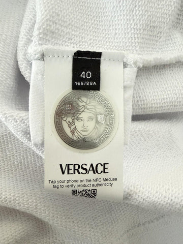 Versace Logo White Cotton Crop Sweatshirt 4 US (40 Euro) 1019251 NWT