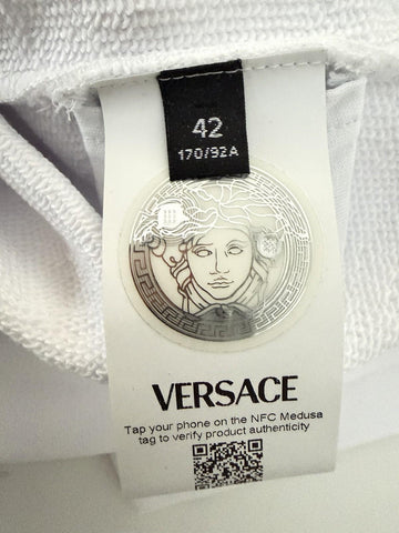 Versace Logo White Cotton Crop Sweatshirt 6 US (42 Euro) 1019251 NWT