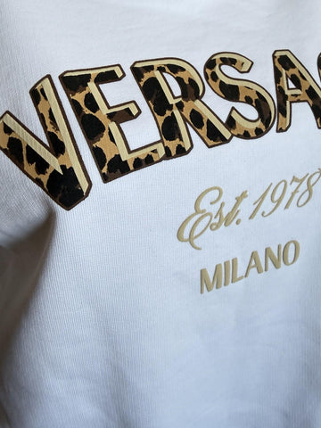 Versace Logo White Cotton Crop Sweatshirt 6 US (42 Euro) 1019251 NWT