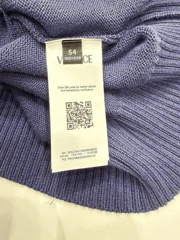 Versace Greca Knit Cotton Sweater Blue 54 Euro (2XL) 1021724 NWT $1125