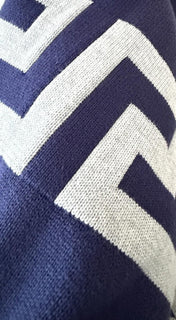 Versace Greca Knit Cotton Sweater Blue 58 Euro (4XL) 1021724 NWT $1125