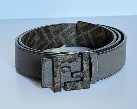 Fendi FF Reversible Brown/Black and Gray Leather Belt 95/38 IT 7C0424 NWT $750