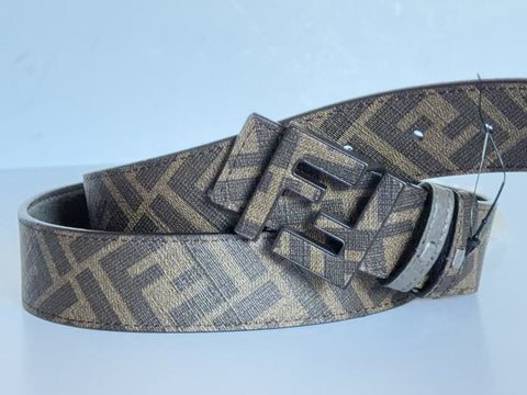 Fendi FF Reversible Brown/Black and Gray Leather Belt 100/40 IT 7C0424 NWT $750