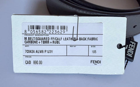 Fendi FF Reversible Brown/Black and Gray Leather Belt 105/42 IT 7C0424 NWT $750