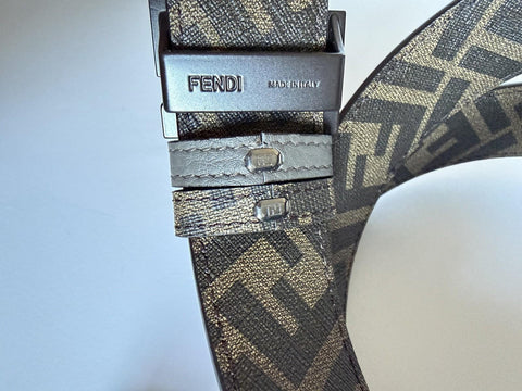 Fendi FF Reversible Brown/Black and Gray Leather Belt 105/42 IT 7C0424 NWT $750