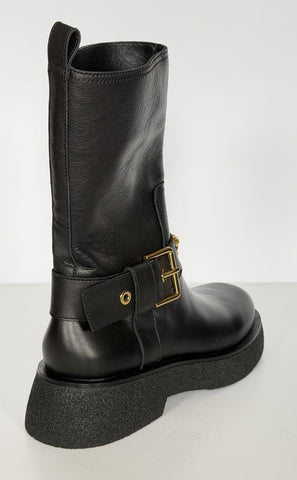 Versace Black Leather Boots 11 US (41 Euro) 1015606 NIB $1500