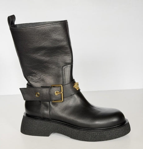 Versace Black Leather Boots 11 US (41 Euro) 1015606 NIB $1500