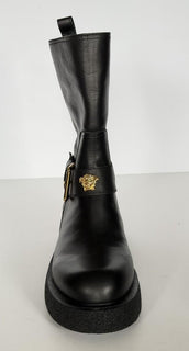 Versace Black Leather Boots 11 US (41 Euro) 1015606 NIB $1500