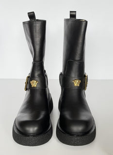 Versace Black Leather Boots 11 US (41 Euro) 1015606 NIB $1500