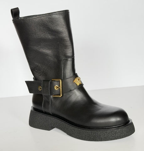 Versace Black Leather Boots 10.5 US (40.5 Euro) 1015606 NIB $1500