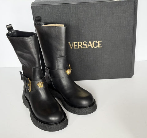 Versace Black Leather Boots 10.5 US (40.5 Euro) 1015606 NIB $1500