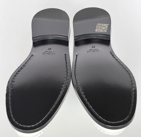 VERSACE Women’s Gold Medusa White Leather Loafers 7 US (37 Euro) 1012123 IT NIB