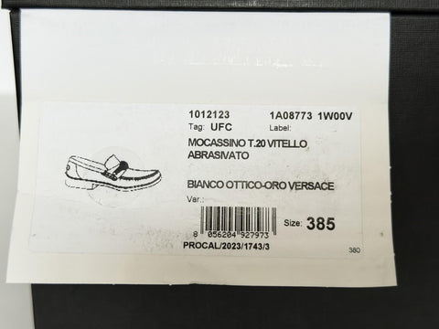 VERSACE Women’s Gold Medusa White Leather Loafers 8.5 US (38.5) 1012123 IT NIB