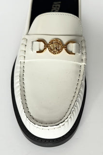 VERSACE Women’s Gold Medusa White Leather Loafers 8.5 US (38.5) 1012123 IT NIB