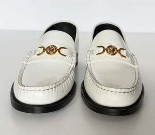 VERSACE Women’s Gold Medusa White Leather Loafers 8.5 US (38.5) 1012123 IT NIB