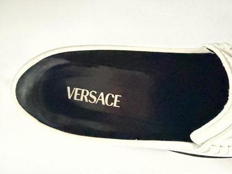 VERSACE Women’s Gold Medusa White Leather Loafers 8.5 US (38.5) 1012123 IT NIB