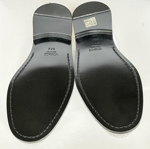 VERSACE Women’s Gold Medusa Silver Leather Loafers 7.5 US (37.5) 1012123 IT NIB