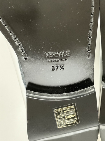 VERSACE Women’s Gold Medusa Silver Leather Loafers 7.5 US (37.5) 1012123 IT NIB