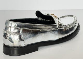 VERSACE Women’s Gold Medusa Silver Leather Loafers 7 US (37 Euro) 1012123 IT NIB