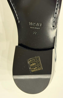 VERSACE Women’s Gold Medusa Silver Leather Loafers 7 US (37 Euro) 1012123 IT NIB