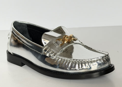 VERSACE Women’s Gold Medusa Silver Leather Loafers 8.5 US (38.5) 1012123 IT NIB
