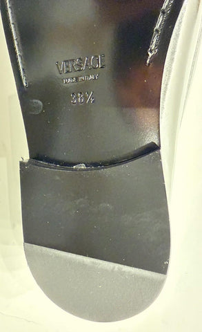 VERSACE Women’s Gold Medusa Silver Leather Loafers 8.5 US (38.5) 1012123 IT NIB