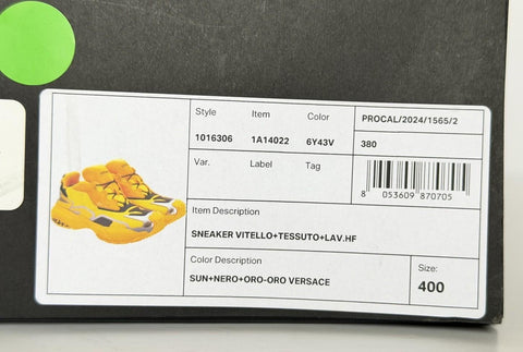 Versace Mercury M_VS_04 Sneakers Yellow 7 US (40 Euro) 1016306 NWT $800
