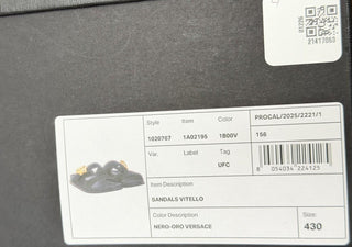 Versace Medusa Black Leather Slides Sandals 10 US (43 Euro) 1020767 NIB