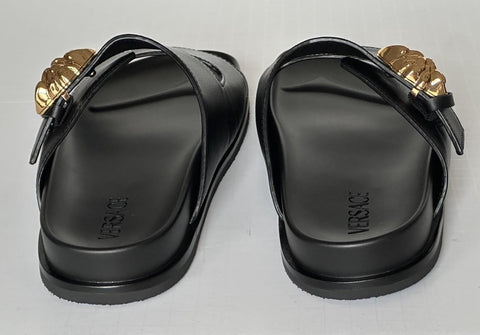 Versace Medusa Black Leather Slides Sandals 10 US (43 Euro) 1020767 NIB