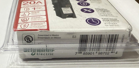 Square D Homeline HOM120DFC 20 Amp Single Pole Dual CAFI GFI Circuit Breaker – NIB
