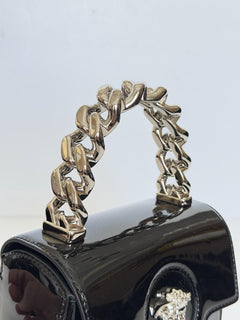 Versace Silver Medusa Black Leather Mini Top Handle Bag 1023434 IT NWT $1700