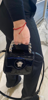 Versace Silver Medusa Black Leather Mini Top Handle Bag 1023434 IT NWT $1700