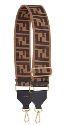 FENDI FF Logo Adjustable Strap Brown Made in Italy New $980
