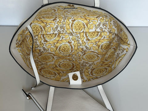 Versace Gold Medusa Calf Leather White Tote Bag 1015533 Italy NWT $1875