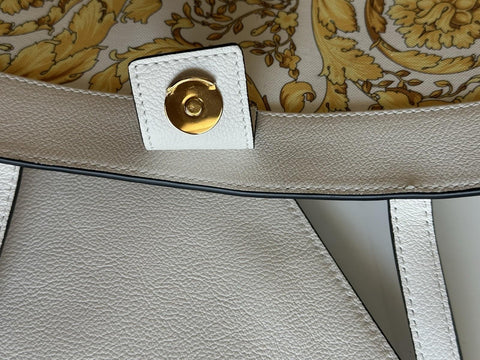 Versace Gold Medusa Calf Leather White Tote Bag 1015533 Italy NWT $1875